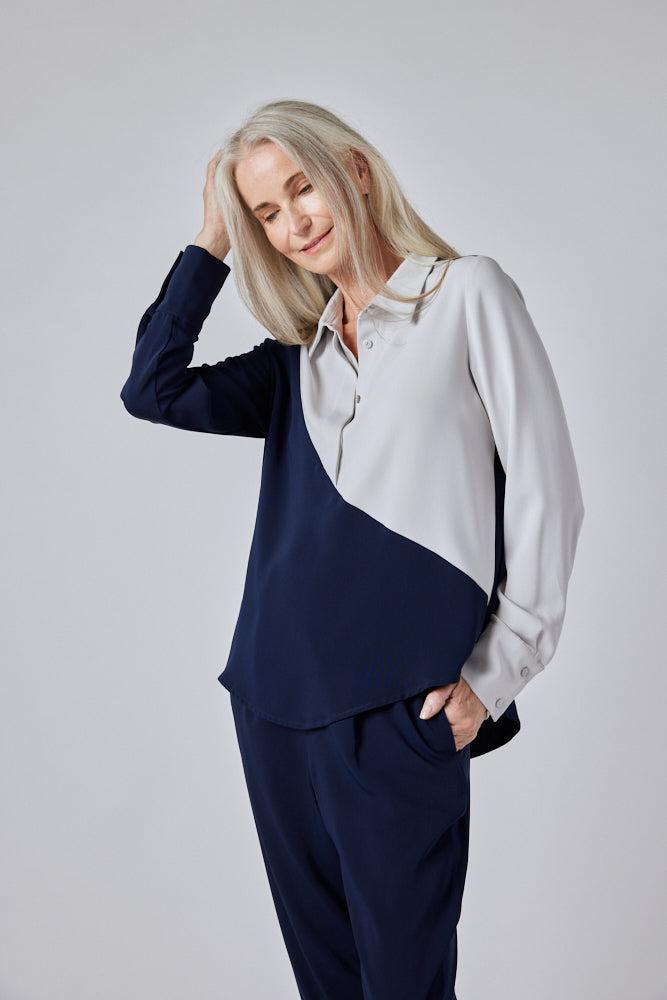 Aura A-Line Colorblock Blouse Product Image