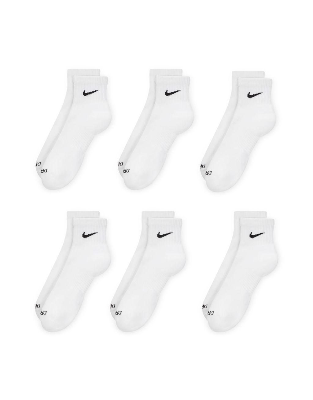 Nike Training Everyday Plus Cushioned 6-pack ankle socks in white Product Image