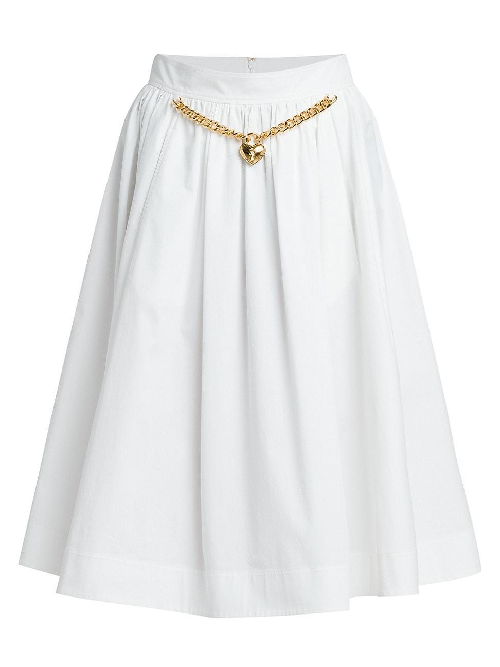 Womens Chains & Hearts Poplin Midi-Skirt Product Image