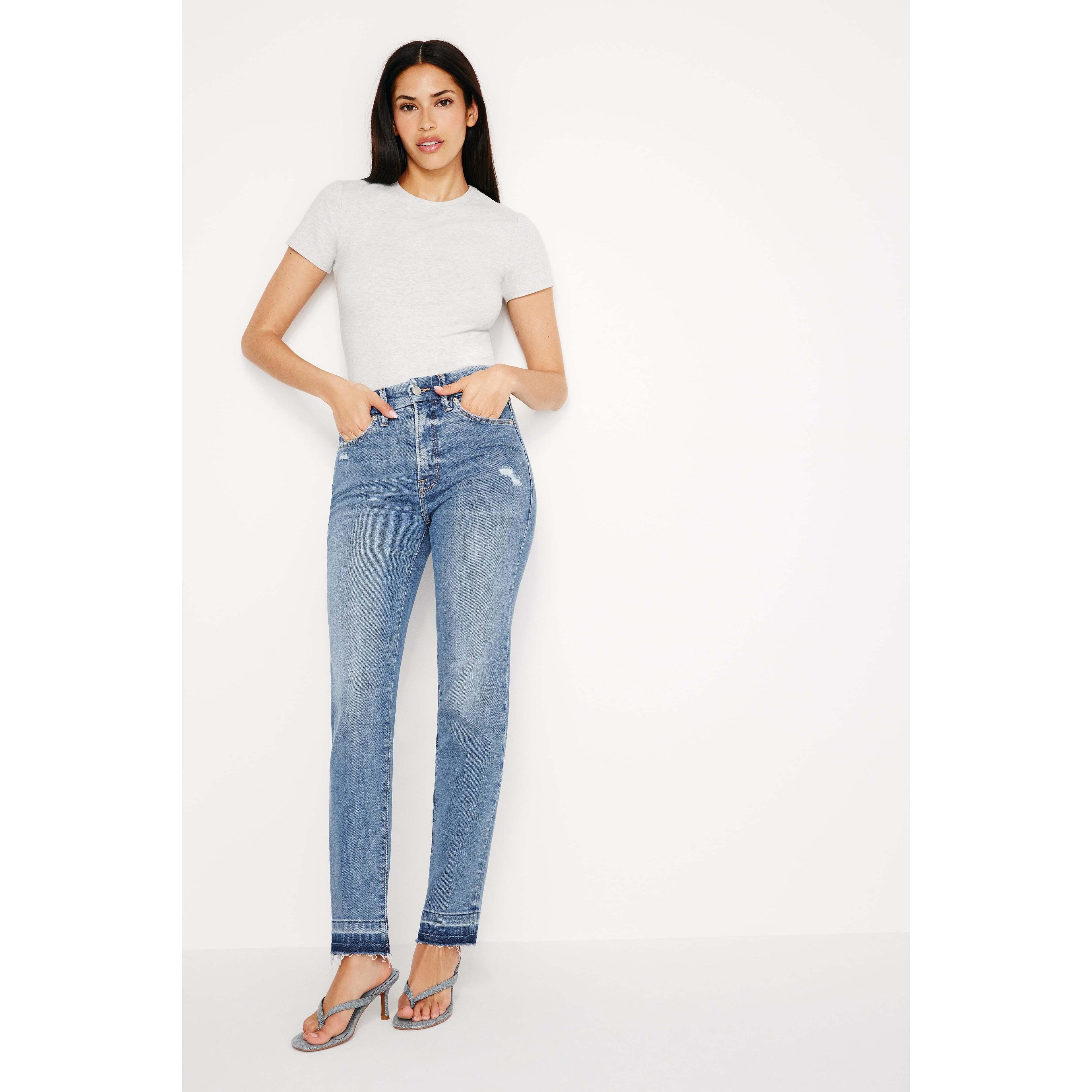 Womens Good Classic Slim Straight Jeans | Indigo, Size 22 Plus | Good American by Khlo Kardashian product image