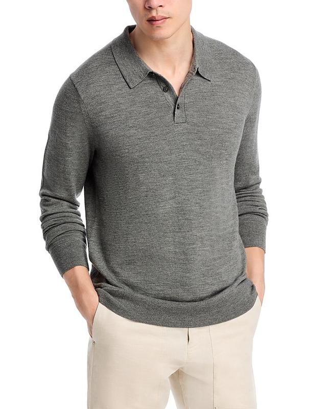 Mens Wool Long-Sleeve Polo Shirt Product Image