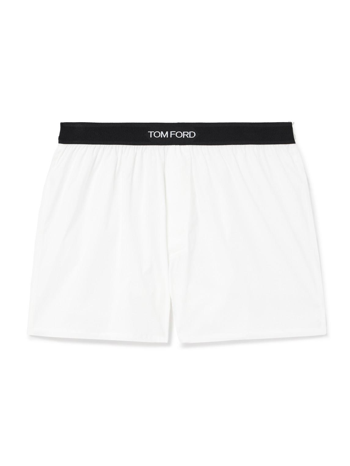 TOM FORD Stretch-cotton Boxer Shorts In Weiss Product Image