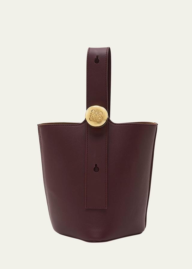 Womens Mini Pebbled Leather Bucket Bag Product Image