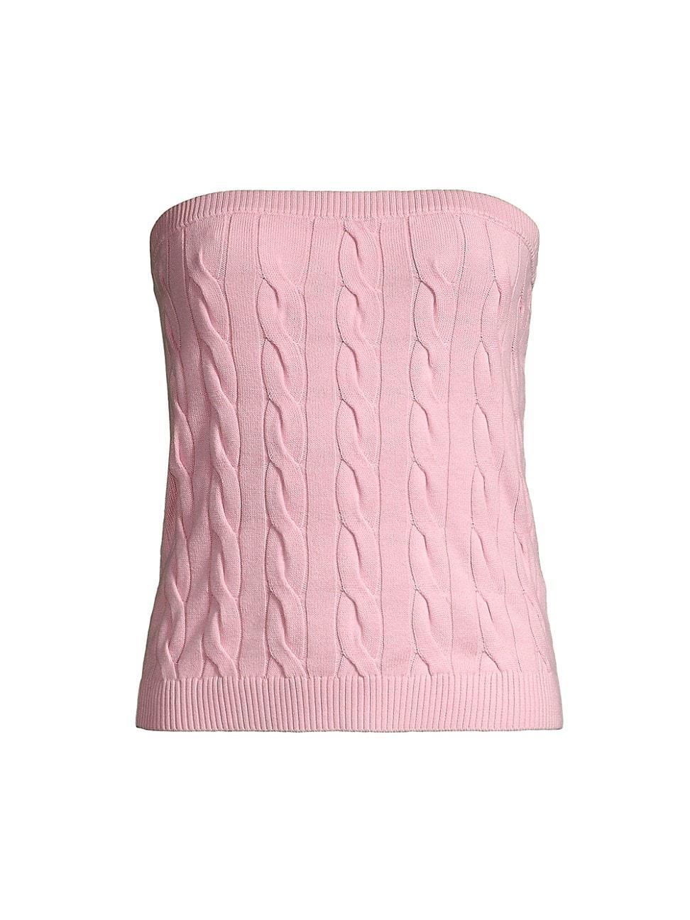 Womens Cotton Cable-Knit Strapless Top Product Image