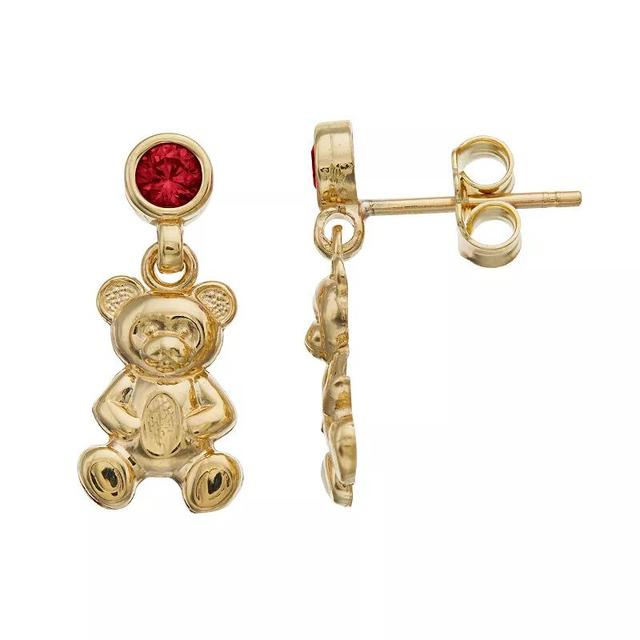 Kristen Kesho 10k Gold Lab-Created Gemstone Birthstone Bear Dangle Earrings, Womens, Dec Product Image