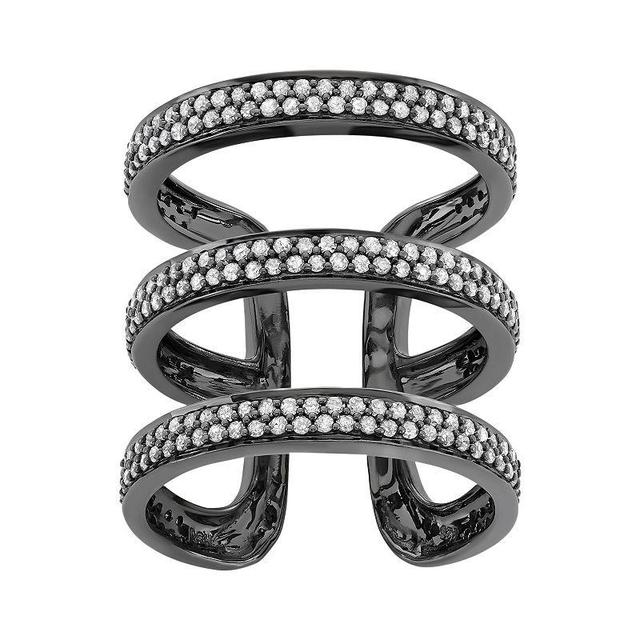 1 Carat T.W. Diamond Black Rhodium-Plated Sterling Silver Triple Ring, Womens White Product Image