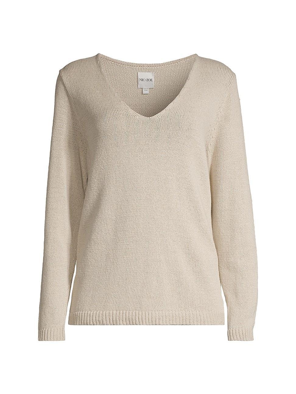 NIC+ZOE V-Neck Cotton Sweater Product Image