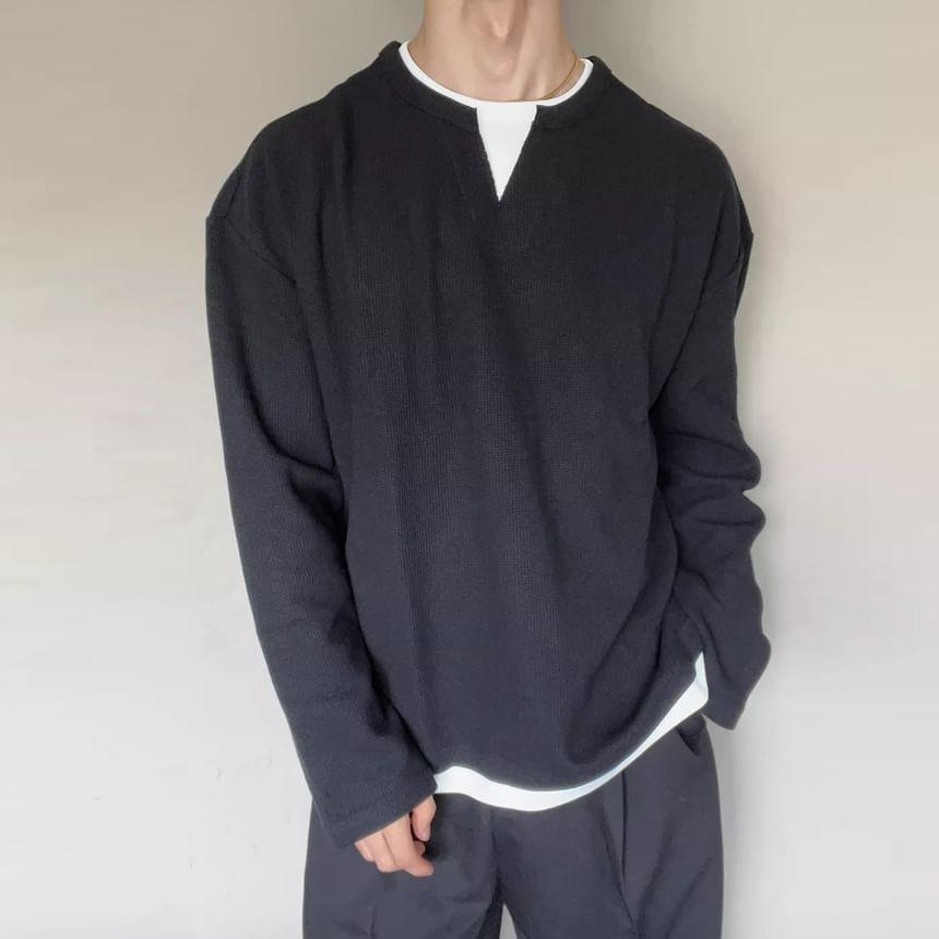 Mock Two-Piece Two Tone Sweatshirt Product Image