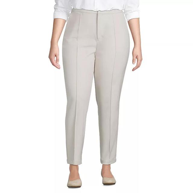 Plus Size Lands End High-Rise Stretch Pintuck Pencil Ankle Pants, Womens Light Grey Product Image