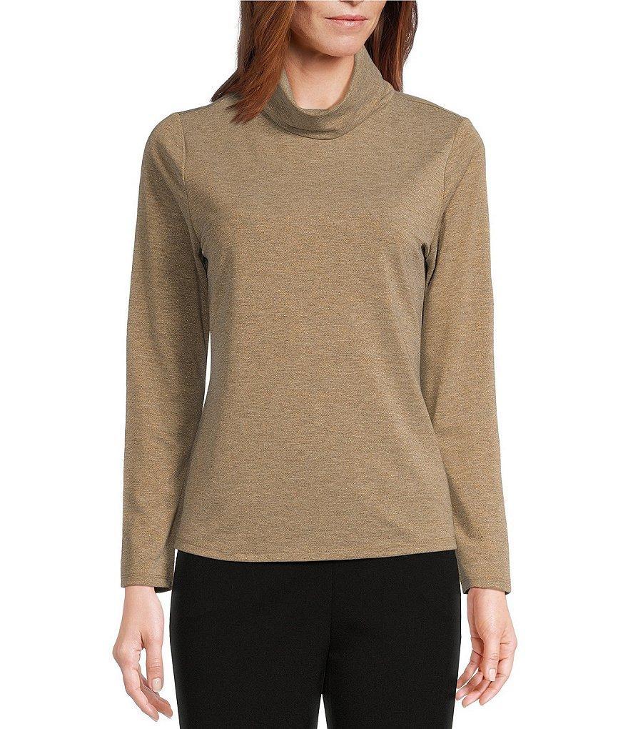 Investments Metallic Knit Long Sleeve Turtle Neck Top Product Image