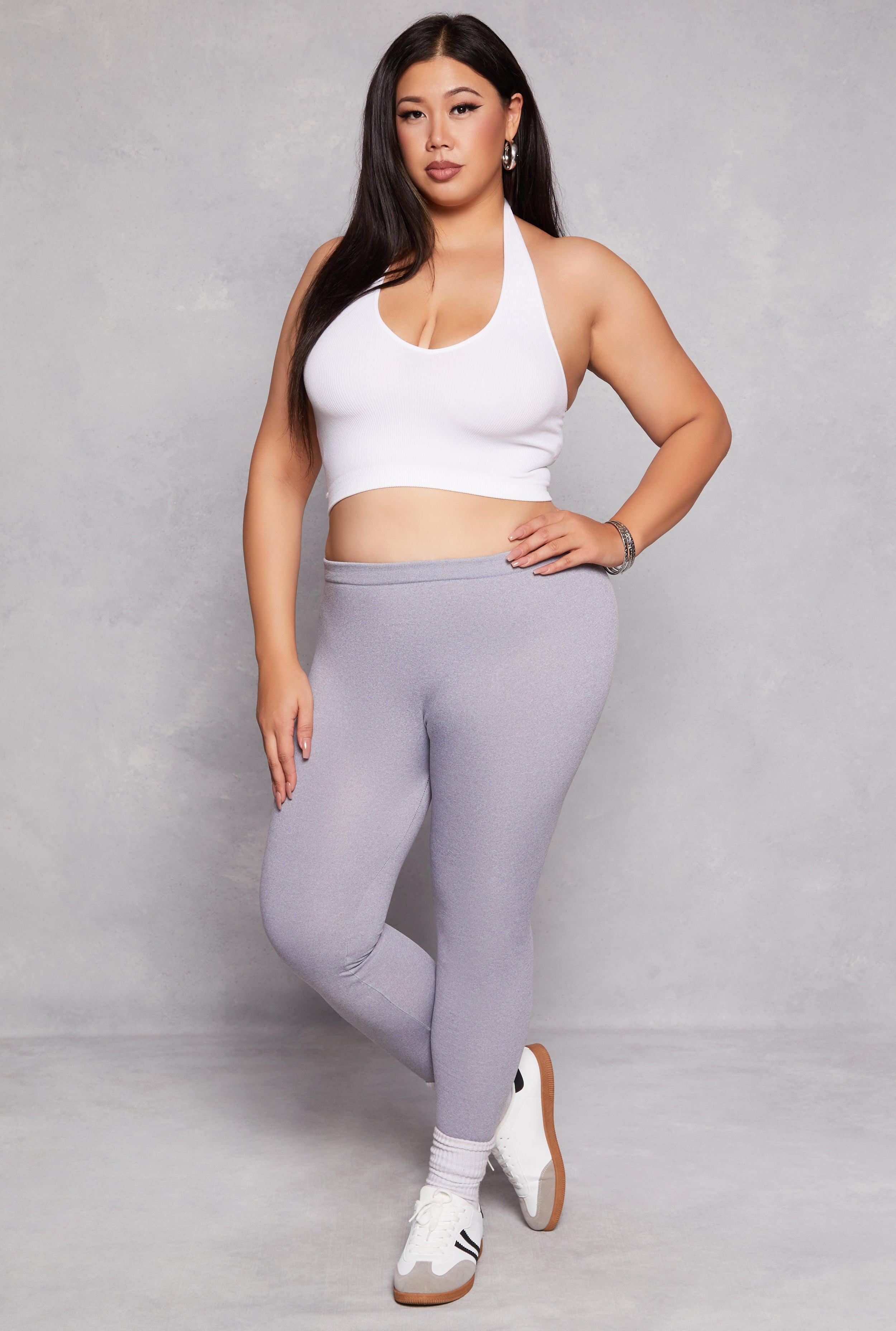 Womens Plus Size Solid Fleece Leggings Product Image