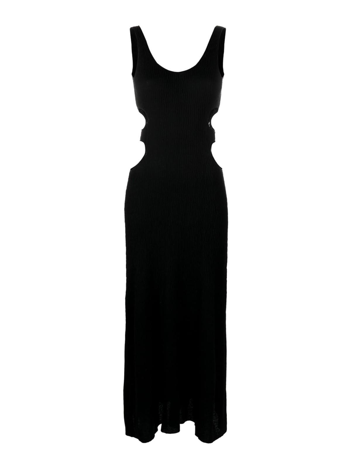 Cutout Crinkled Silk-linen Knit Maxi Dress In Black Product Image