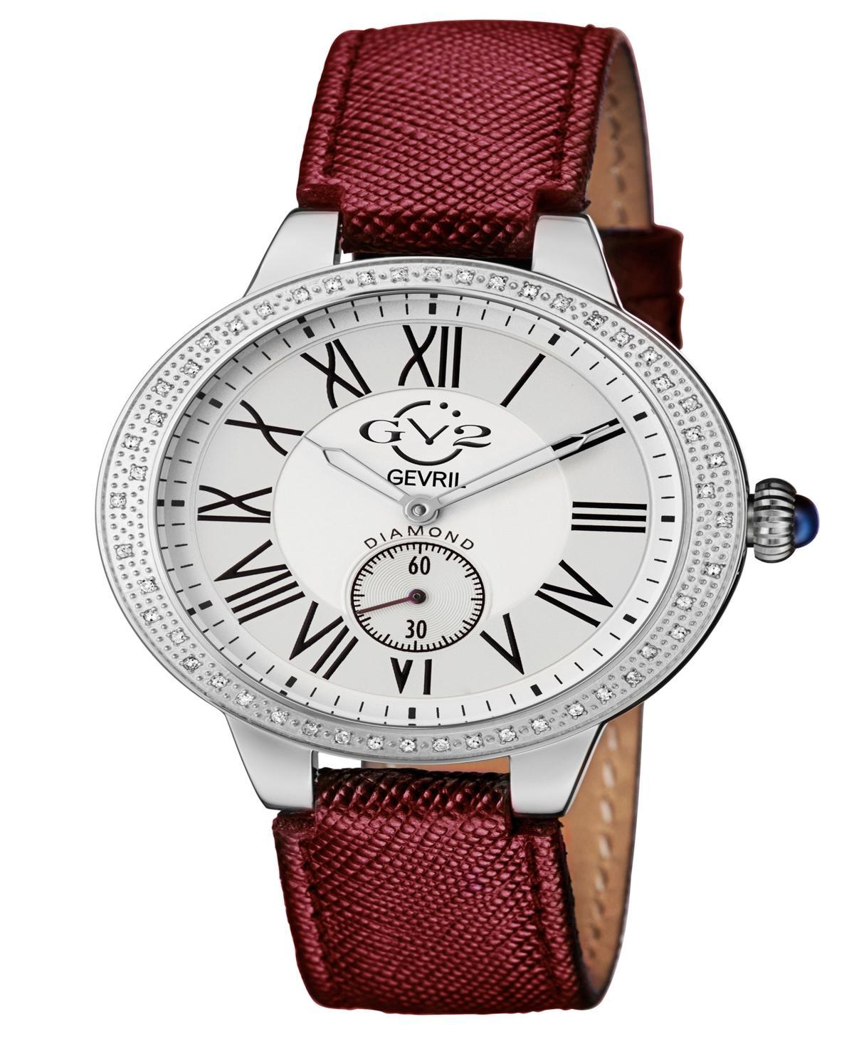 Gevril Womens Astor Swiss Quartz Burgundy Genuine Leather Strap Watch 40mm Product Image