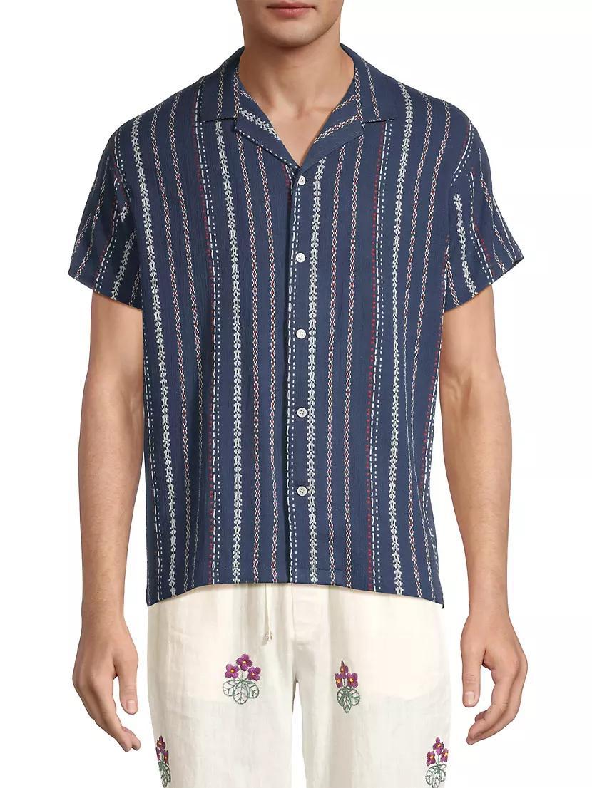 Craft Heritage Stripe-Embroidered Camp Shirt Product Image