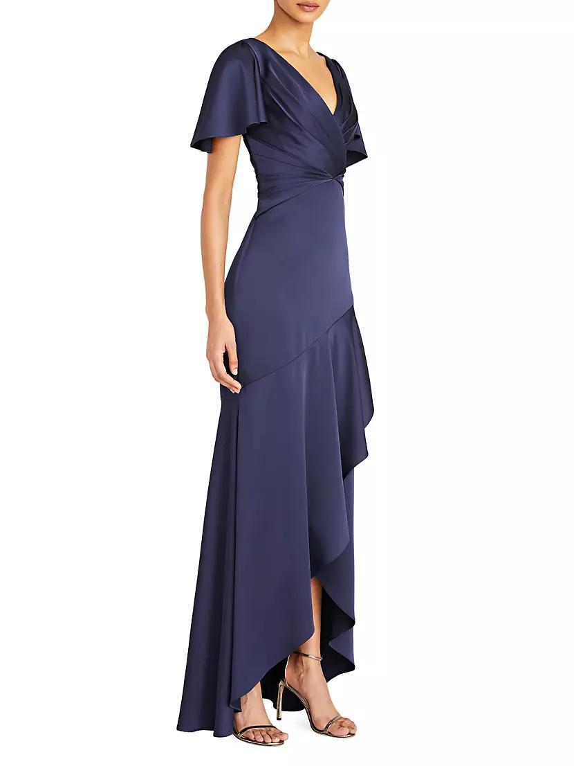 Valencia Flutter-Sleeve Satin Gown Product Image