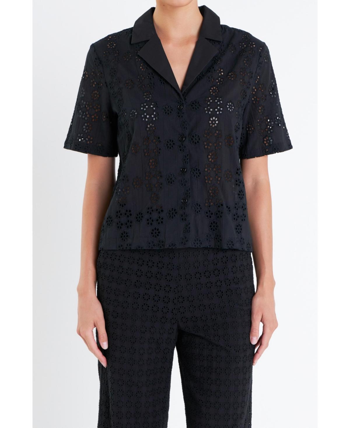 English Factory Womens Embroidered Cotton Camp Shirt Product Image