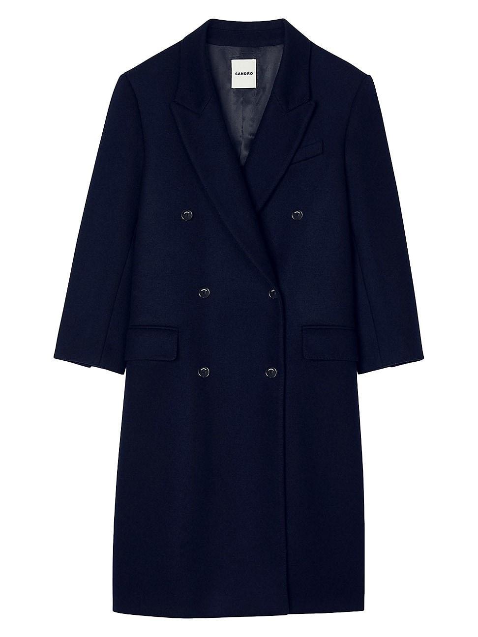 Womens Long Wool-Blend Coat Product Image