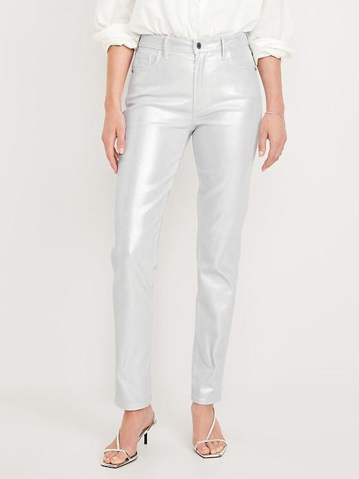 High-Waisted Silver Shine Vintage Slim Jeans Product Image