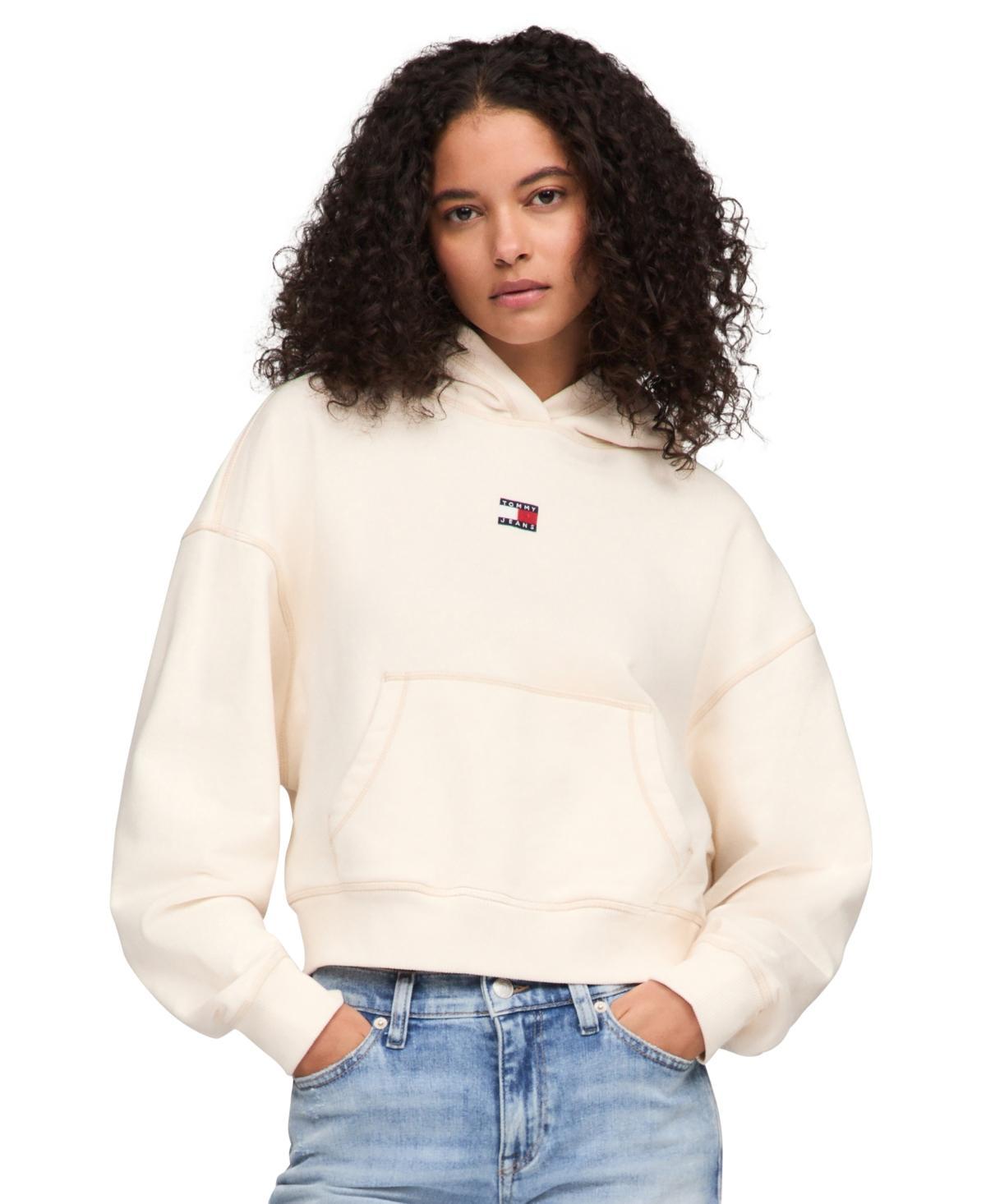 Tommy Jeans Womens Boxy Topstitch Cotton Logo Hoodie Product Image