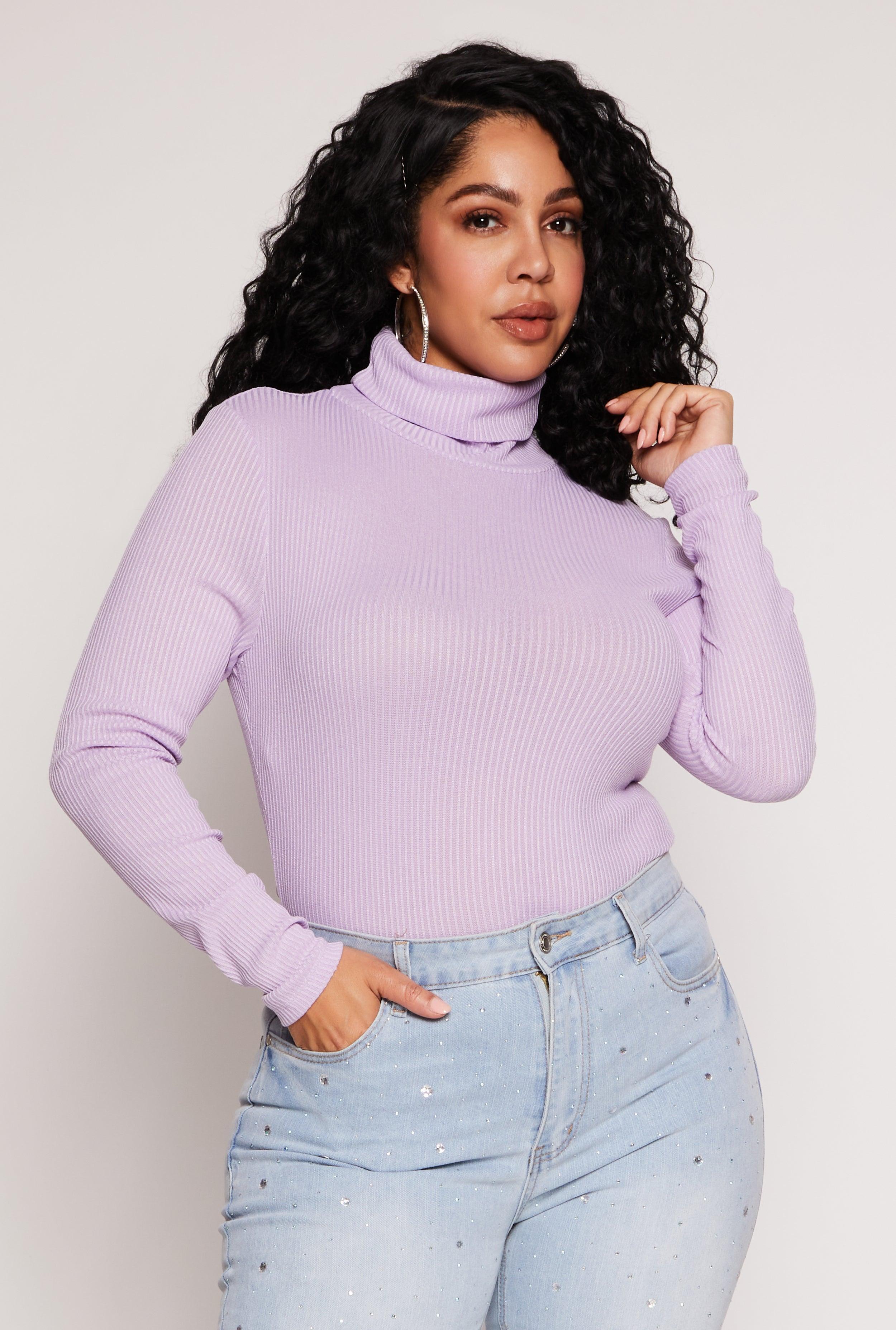 Womens Plus Size Rib Knit Turtleneck Top Product Image