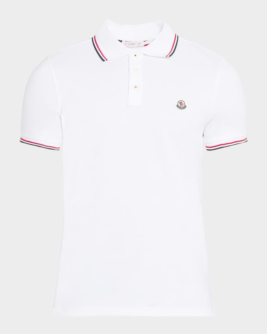 Men's Striped-Trim Polo Shirt Product Image