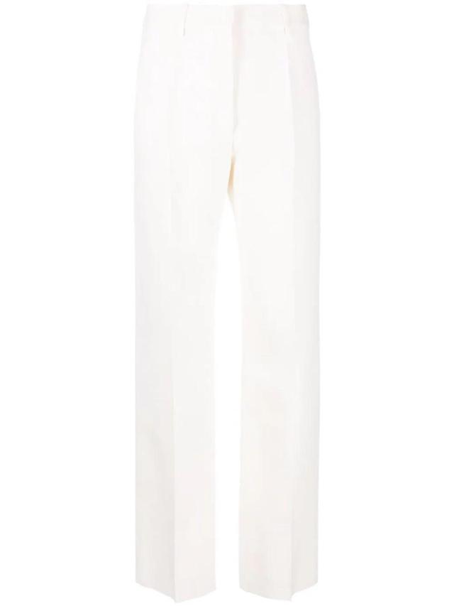 VALENTINO High-waisted Straight-leg Trousers In White Product Image