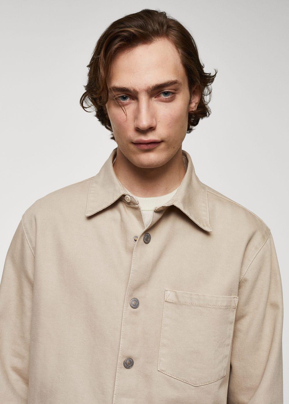 MANGO MAN - Pocket denim overshirt beigeMen Product Image