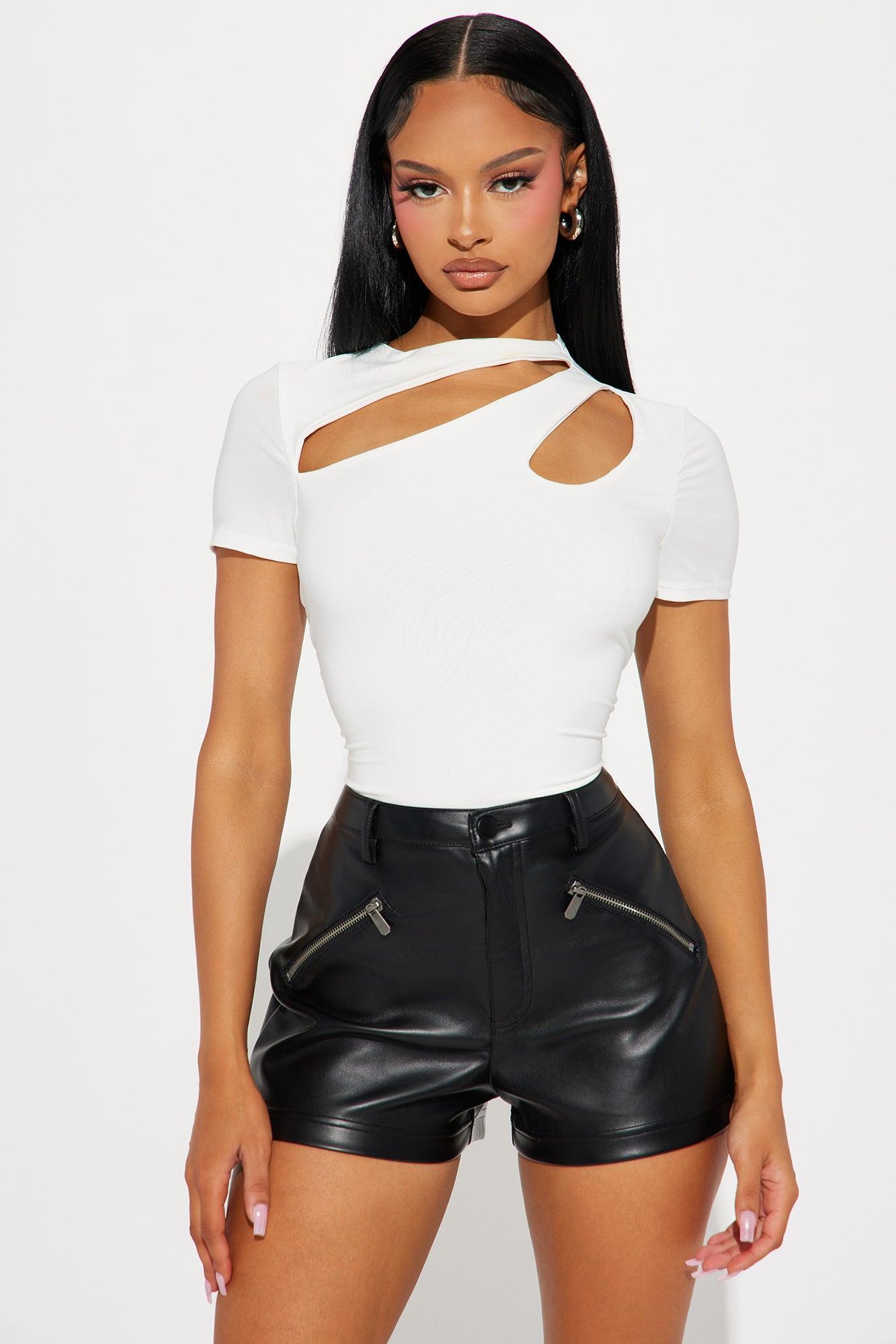 Keilani Short Sleeve Bodysuit - White Product Image