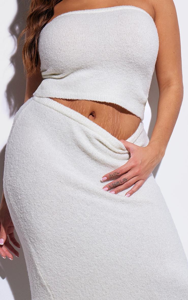 Plus Cream Brushed Knitted Maxi Skirt Product Image