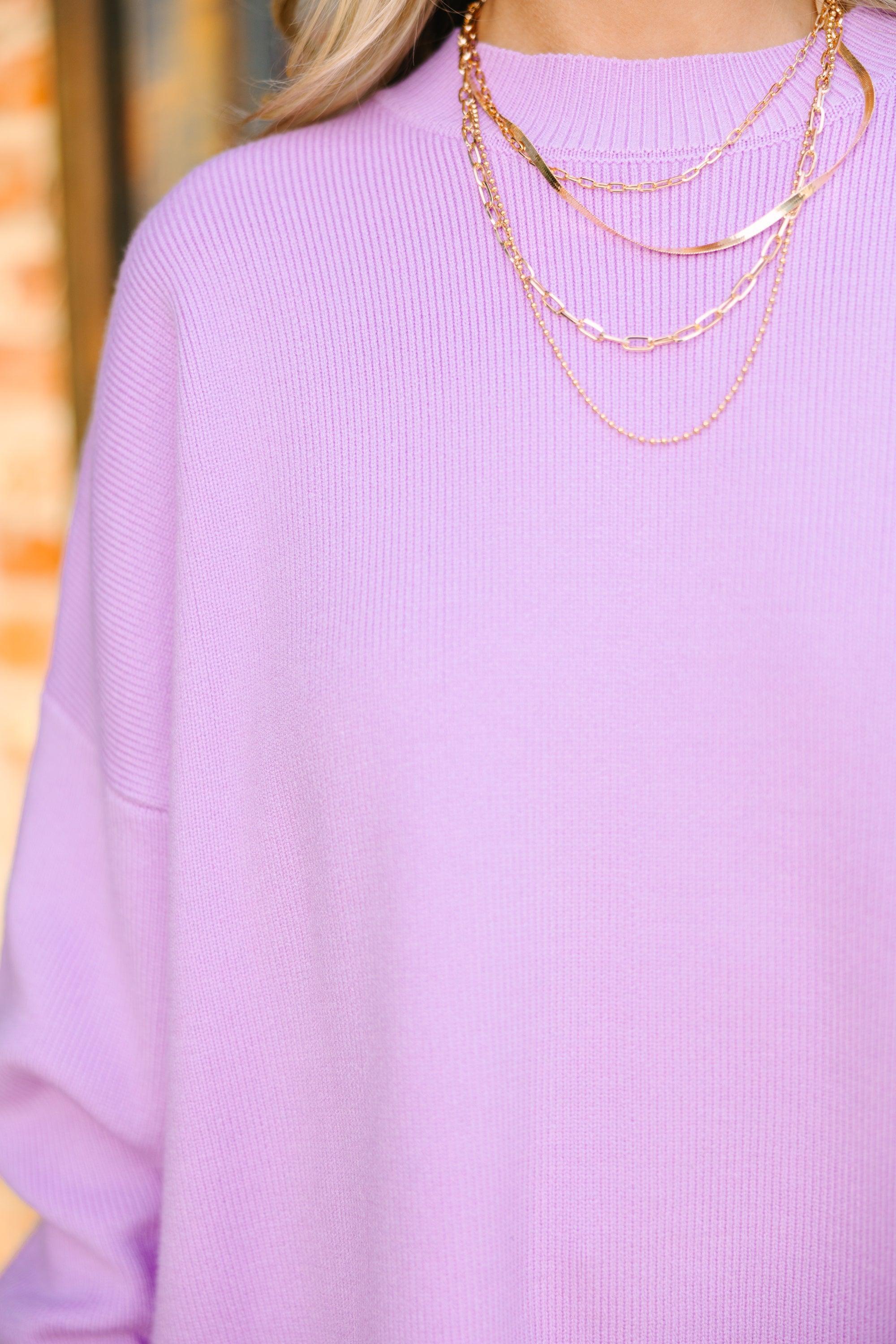 Perfectly You Lavender Purple Mock Neck Sweater Female Product Image