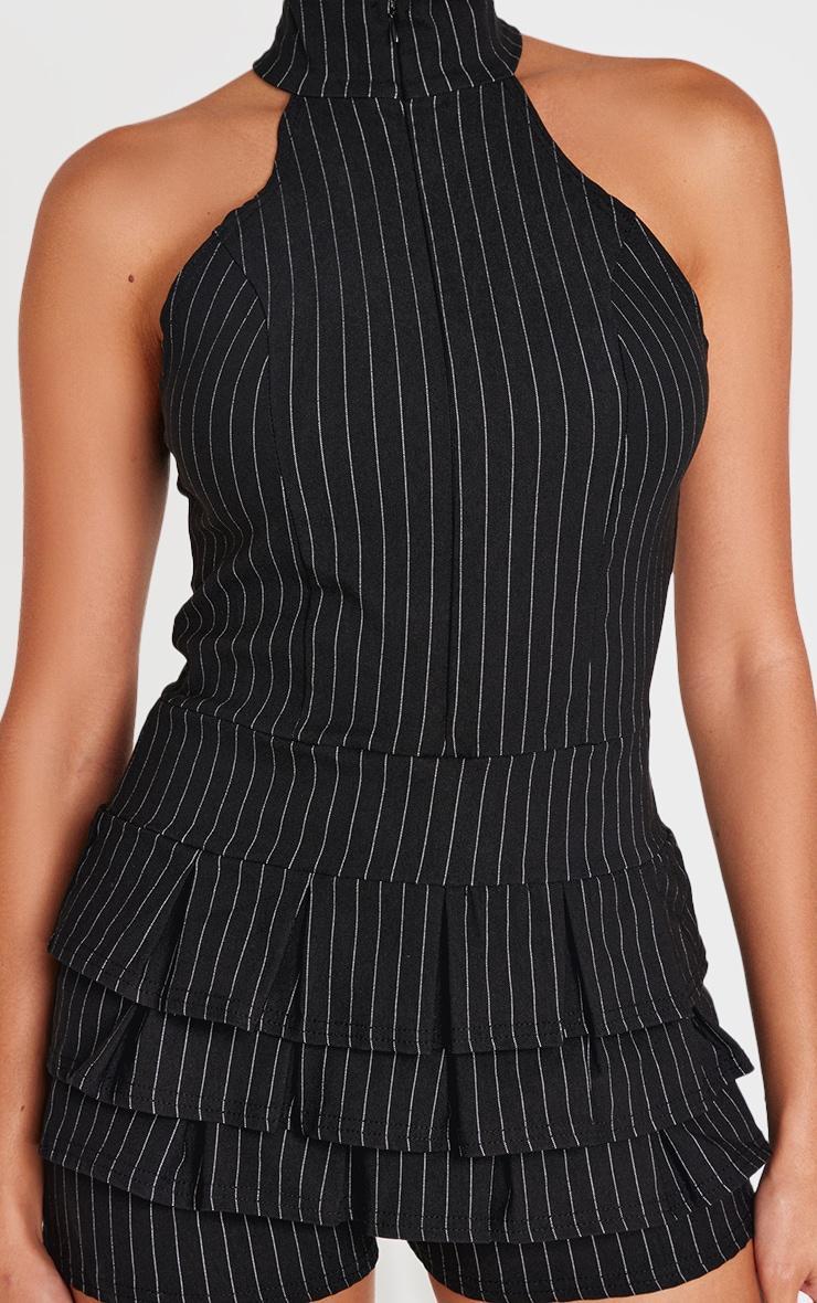 Black Stretch Woven High Neck Rara Skort Romper Product Image