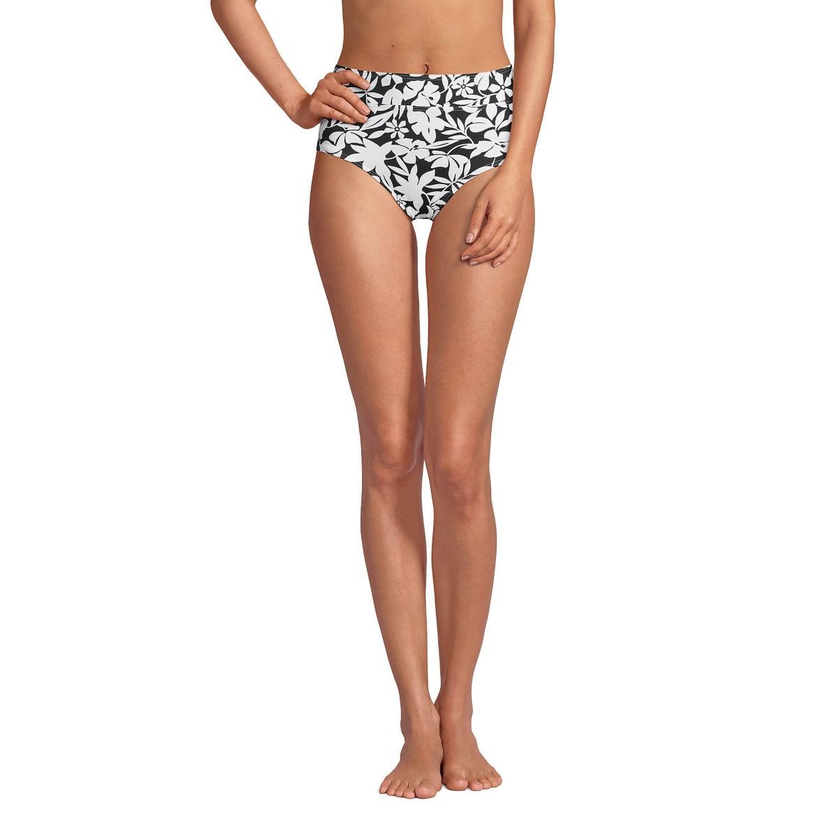 Lands End Womens Tummy Control High Waisted Bikini Swim Bottoms Print Product Image