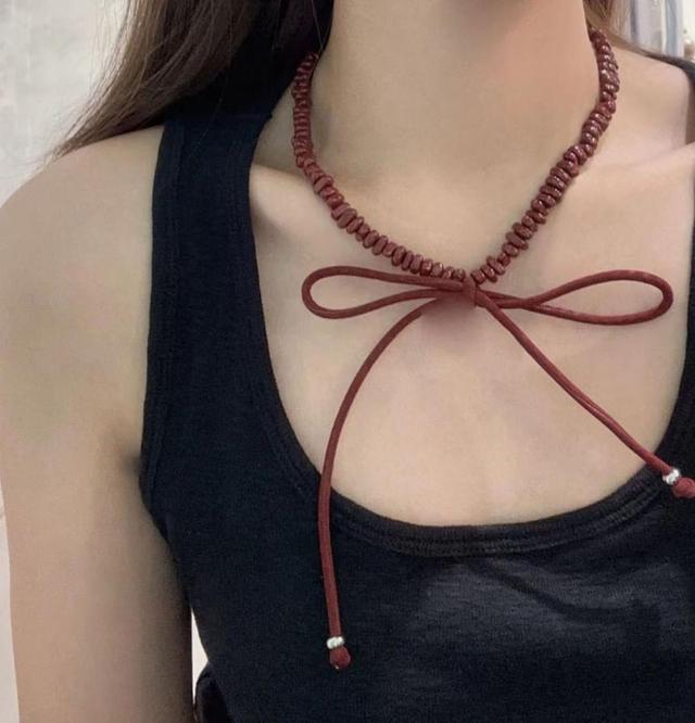 Bow Pendant Beaded Necklace Product Image