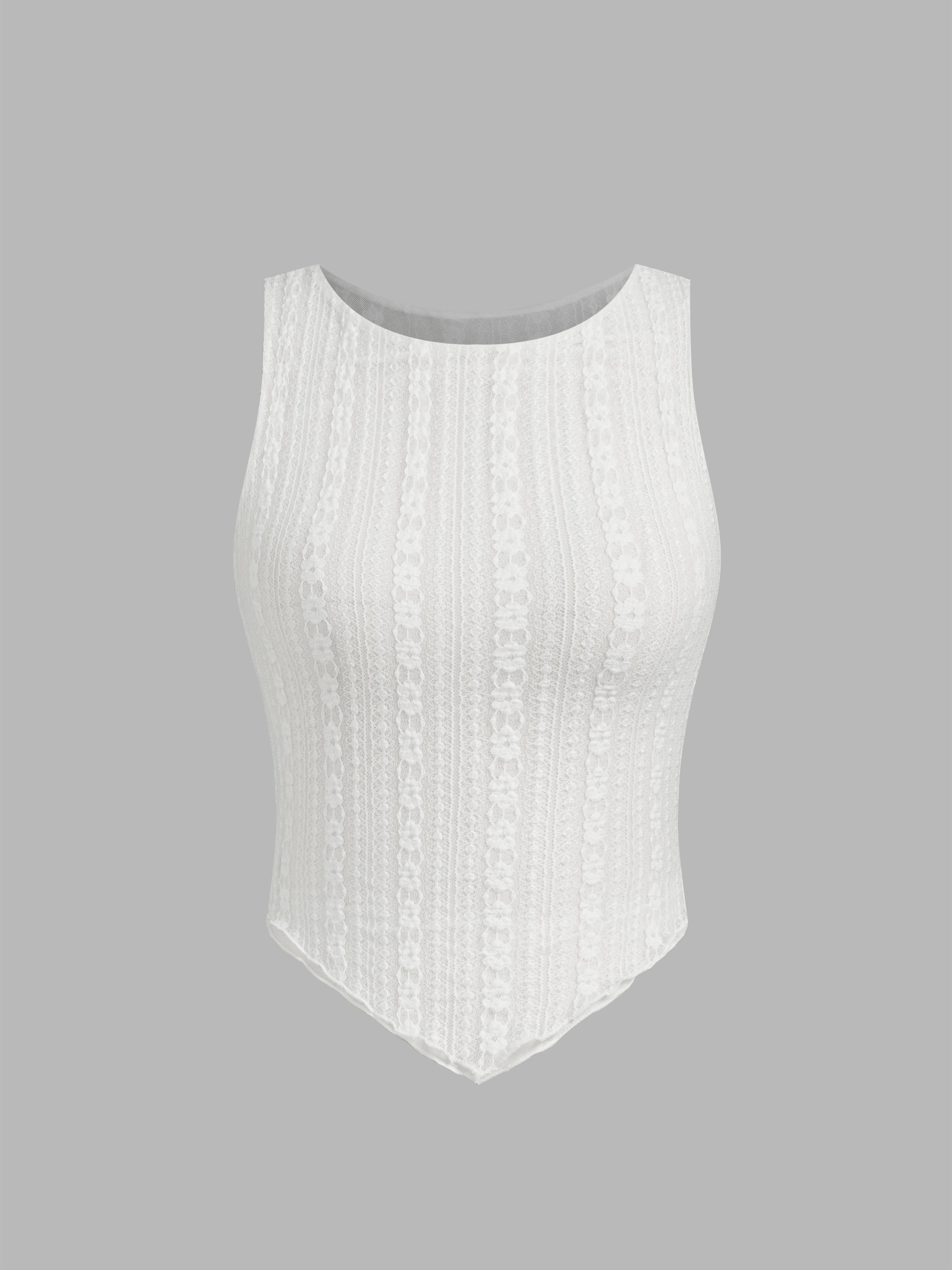 Lace Round Neckline Solid Tank Top product image