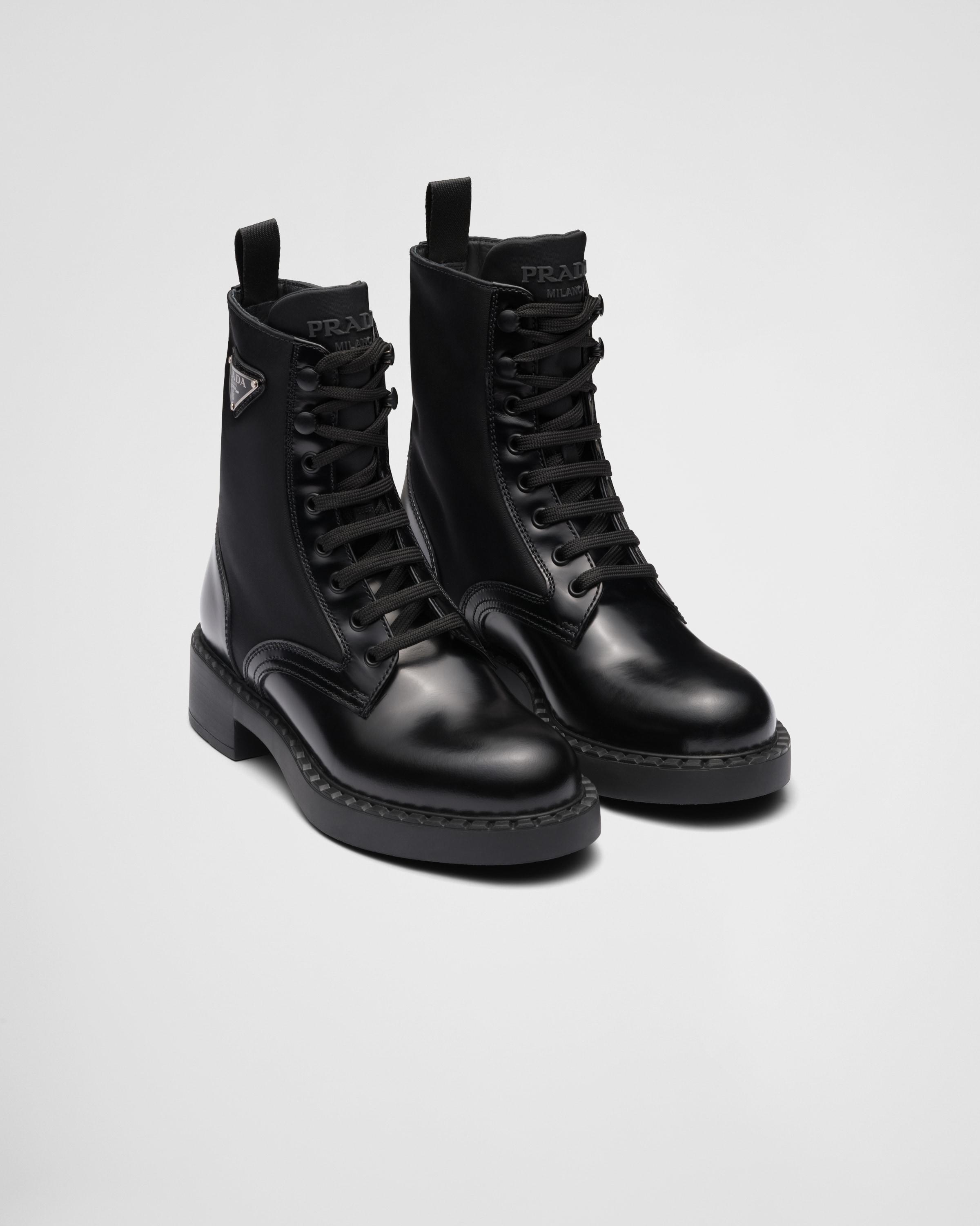 Brushed-leather and Re-Nylon boots Product Image