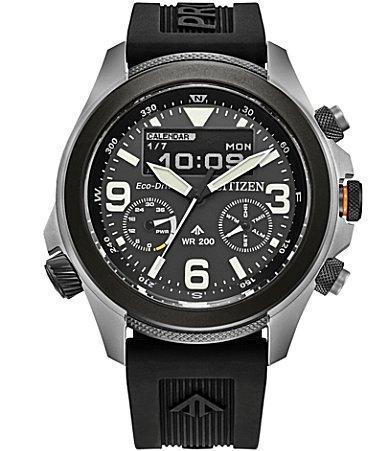 Citizen Mens Eco WR200 Chronograph Black Strap Watch Product Image