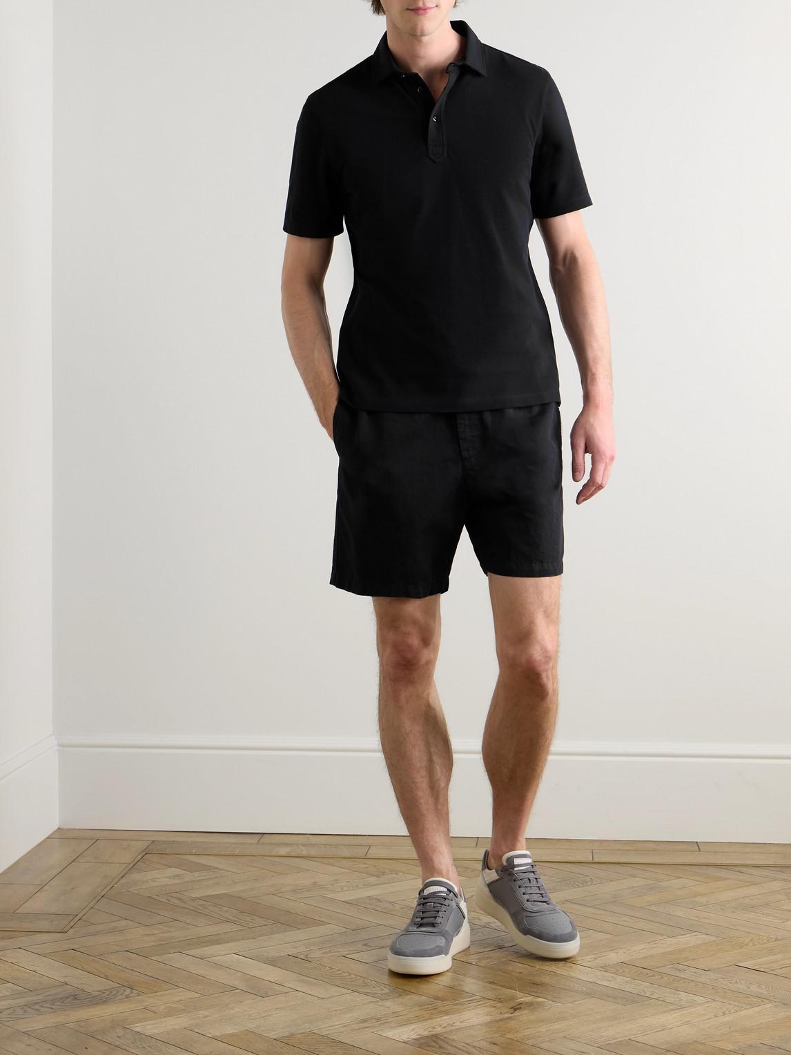 BRUNELLO CUCINELLI Cotton-piqué Polo Shirt In Black Product Image