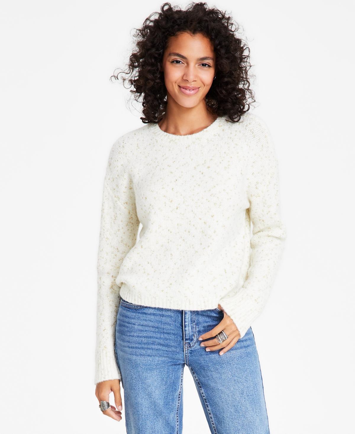 Calvin Klein Jeans Womens Crewneck Long-Sleeve Lurex Sweater - Mascarpone Product Image