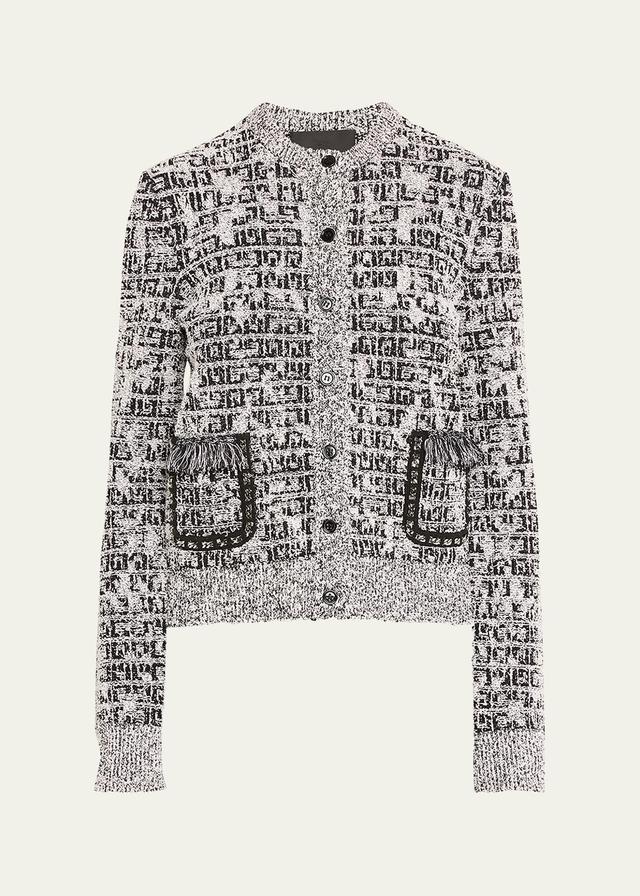 Womens Cardigan In 4G Tweed With Chains Detail Product Image