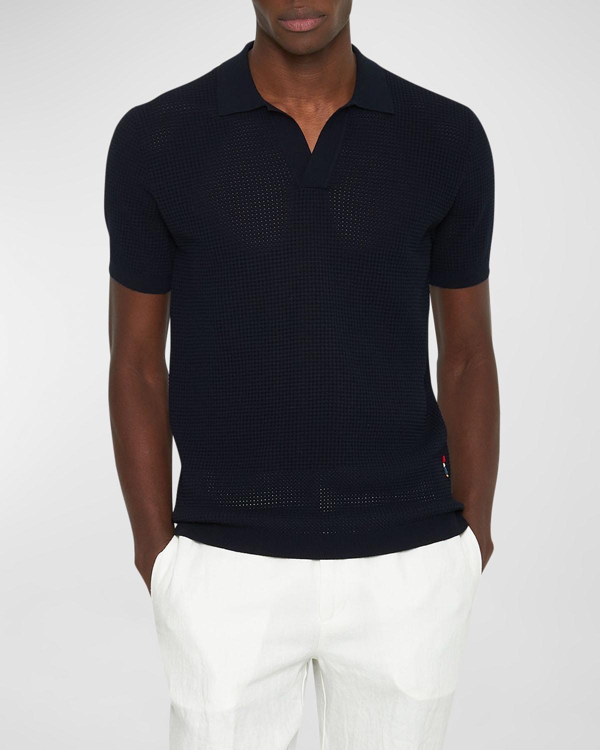 Mens Open-Mesh Stitch Polo Shirt Product Image