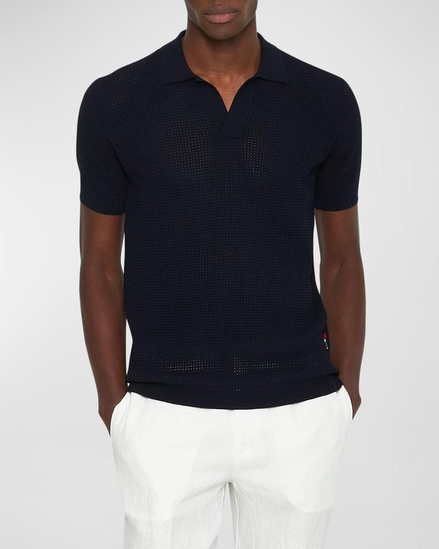 Mens Open-Mesh Stitch Polo Shirt Product Image