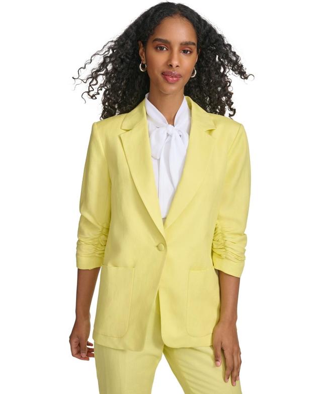 Calvin Klein Womens Linen-Blend Single-Button Blazer Product Image