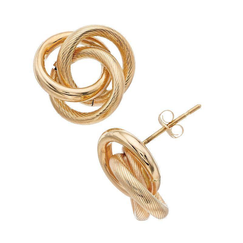 14k Gold Textured Love Knot Earrings, Womens, Yellow Product Image