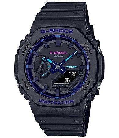 Men's Casio G-Shock Classic Virtual Blue Series Black Resin Strap Watch with Black Dial (Model: Ga2100Vb-1A) Product Image