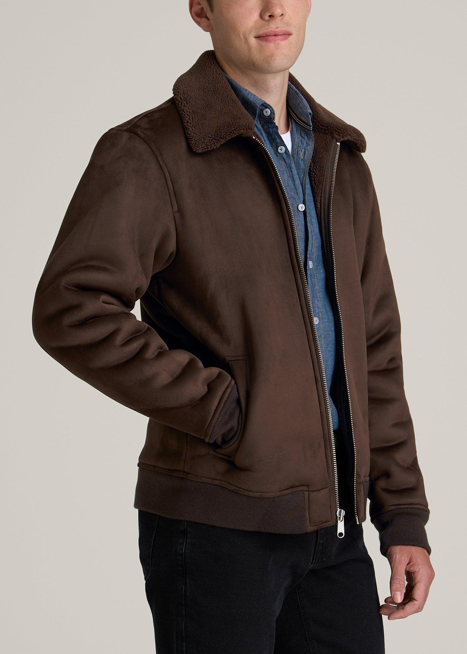 Sherpa Bomber Jacket for Tall Men in Bison Brown Product Image