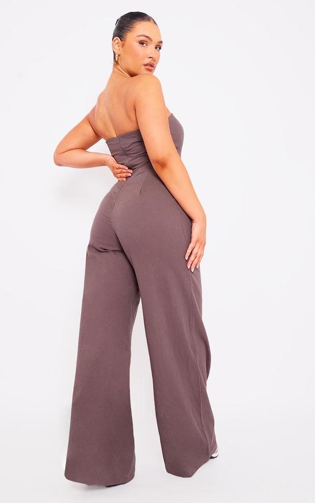 Charcoal Woven Bandeau Wide Leg Jumpsuit Product Image