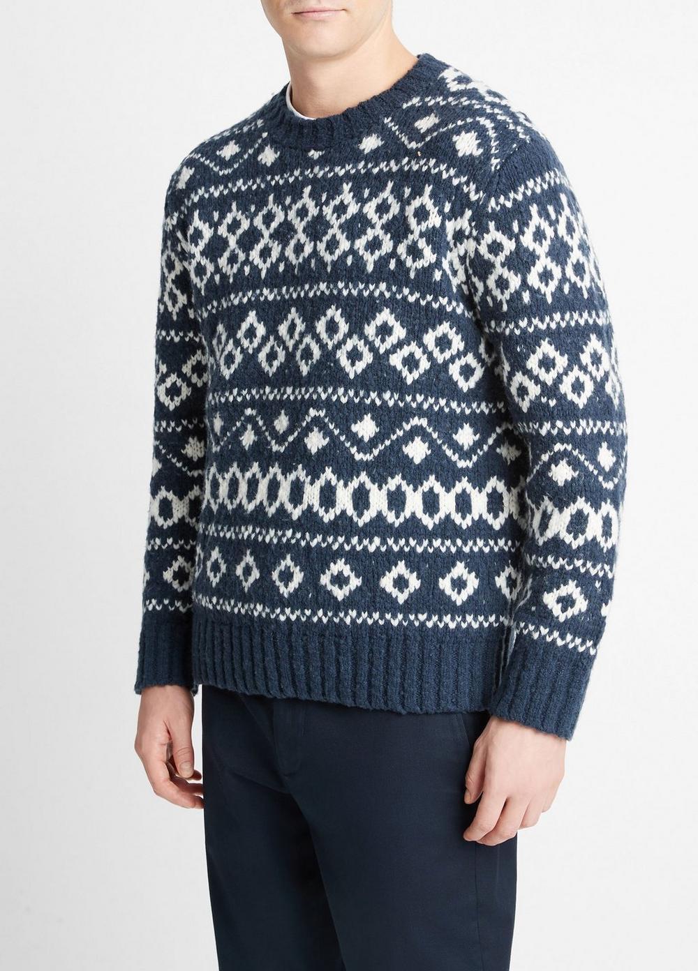 Fair Isle Wool-Blend Crew Neck Sweater Product Image