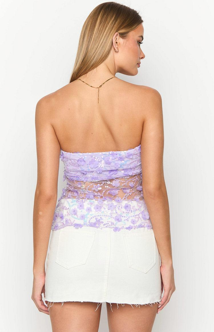 Isabella Purple Sequin Strapless Top Product Image