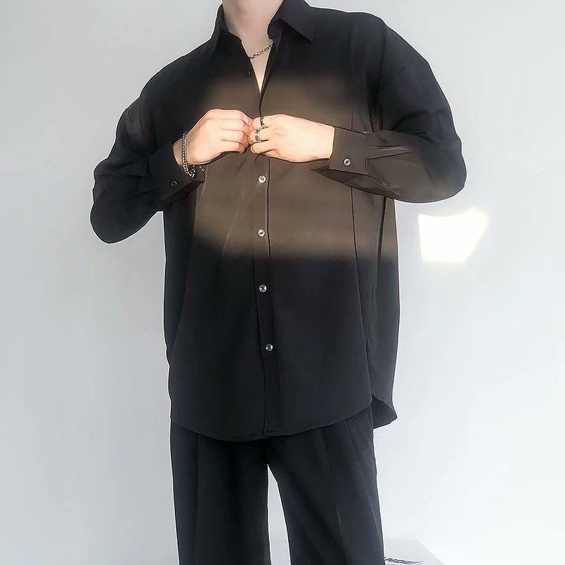 Long Sleeve Collared Plain Shirt product image