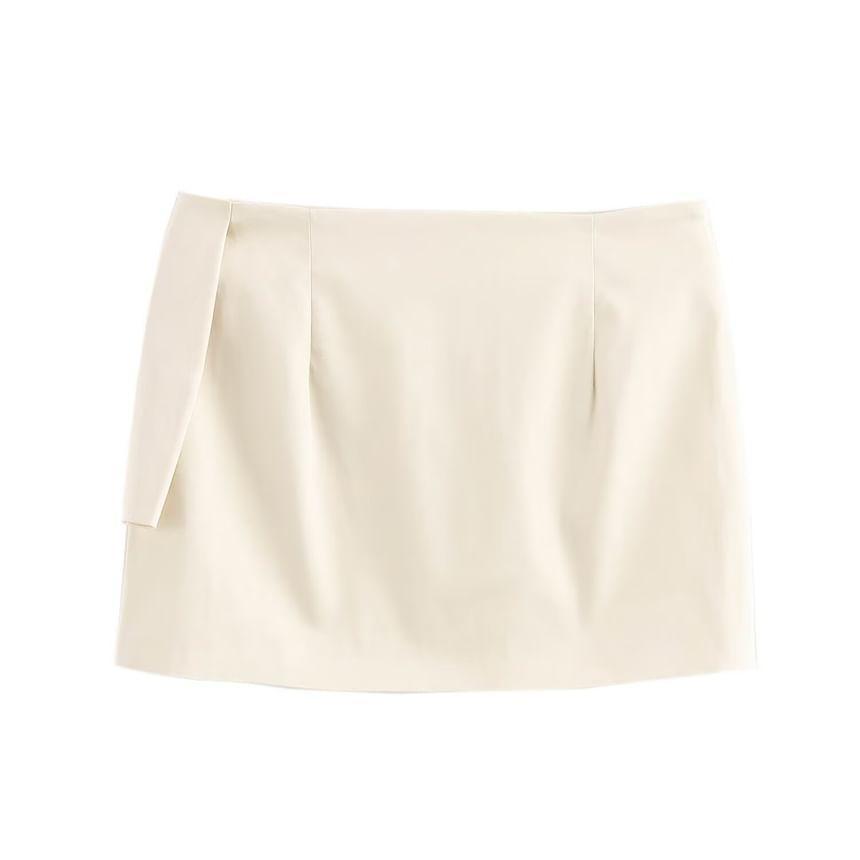 Low Rise Plain Bow Satin Mini Pencil Skirt Product Image